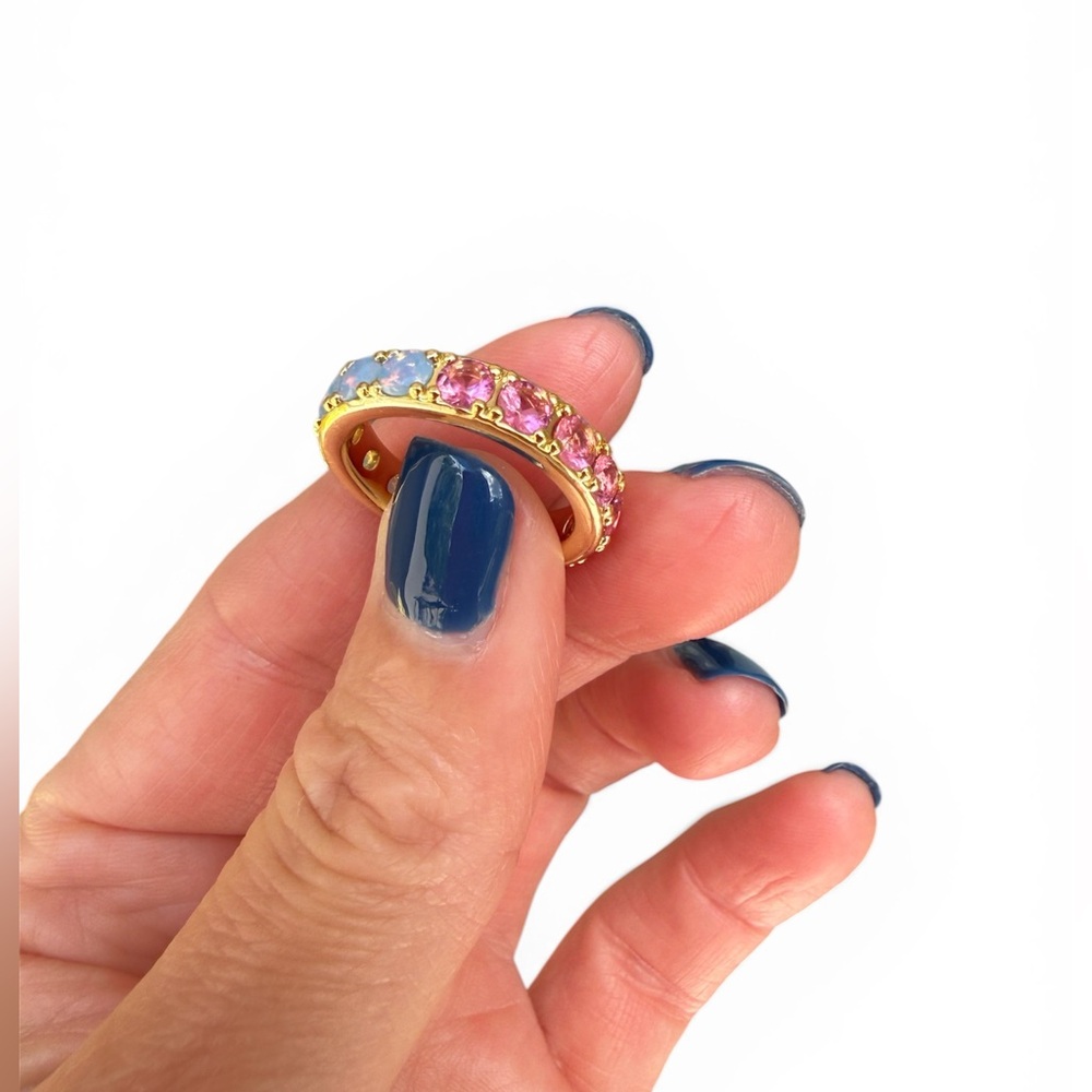 Kendra Scott Gold-Tone Ring with Pink and Light Blue Crystals
